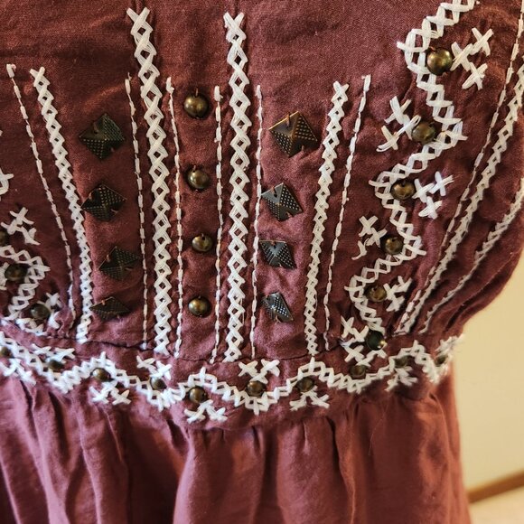 Vintage, Warehouse One, Burgundy Tank Top | Retro Style, Brass Buttons, M, Boho - Picture 3 of 10
